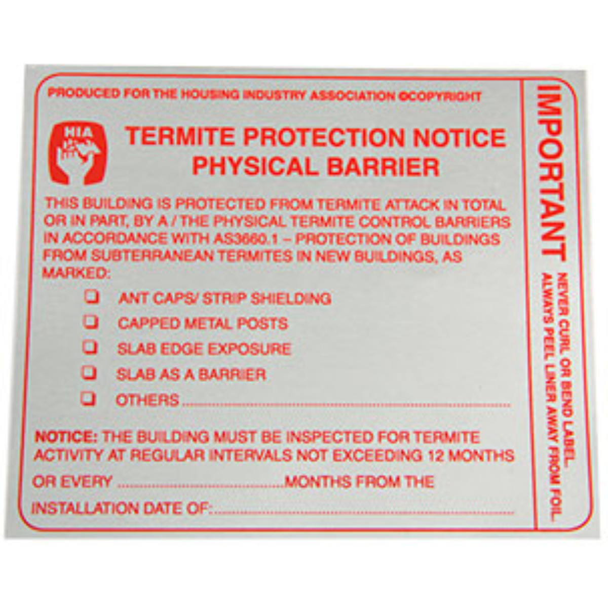 pest inspection sticker